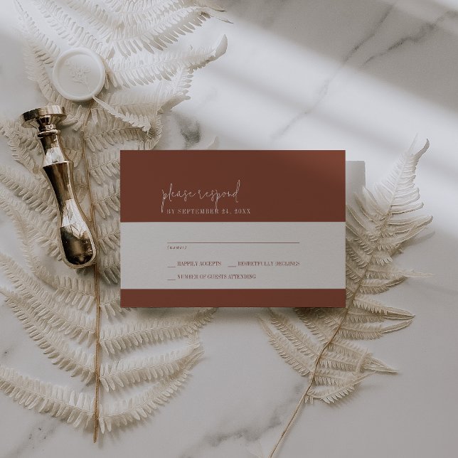 Moderner Chic Terracotta Rost Einfache Hochzeit RSVP Karte (Von Creator hochgeladen)