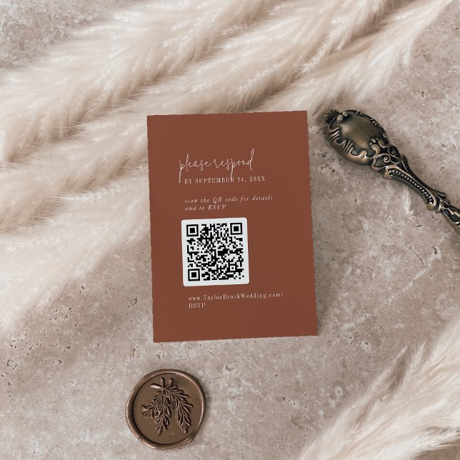 Moderner Chic Terracotta Rust QR Code UAWG Begleitkarte (Von Creator hochgeladen)