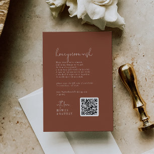 Moderner Chic Terracotta Rust Wedding Honeymoon Wi Begleitkarte