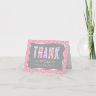 Moderner Chic-Typ Pink und Lila Girl-Baby-Dusche Dankeskarte
