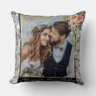 Moderner Chic Wedding Liebe Couple Silver Glitzer Kissen