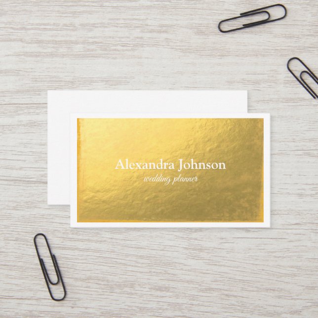 Moderner Chic White and Gold Foil Luxus Visitenkarte (Vorderseite/Rückseite Beispiel)