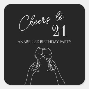 Moderner Chic zum 21. Party Quadratischer Aufkleber
