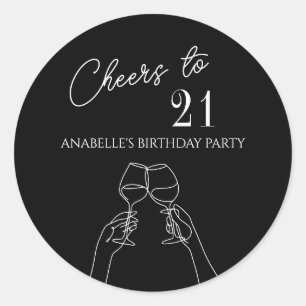 Moderner Chic zum 21. Party Runder Aufkleber