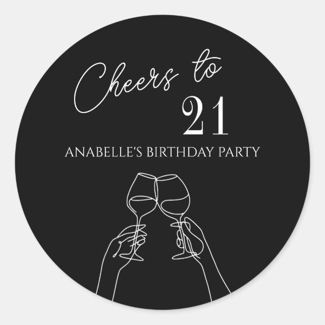 Moderner Chic zum 21. Party Runder Aufkleber (Vorderseite)