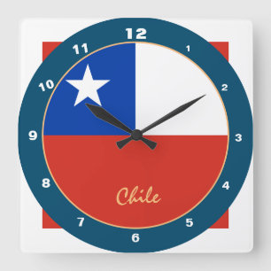 Moderner Chile, trendige chilenische Flag Zuhause  Quadratische Wanduhr