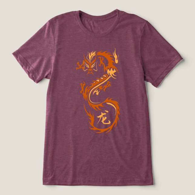 Moderner chinesischer Drache Tri-Blend Shirt (Design Vorderseite)