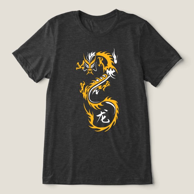 Moderner chinesischer Drache Tri-Blend Shirt (Design Vorderseite)