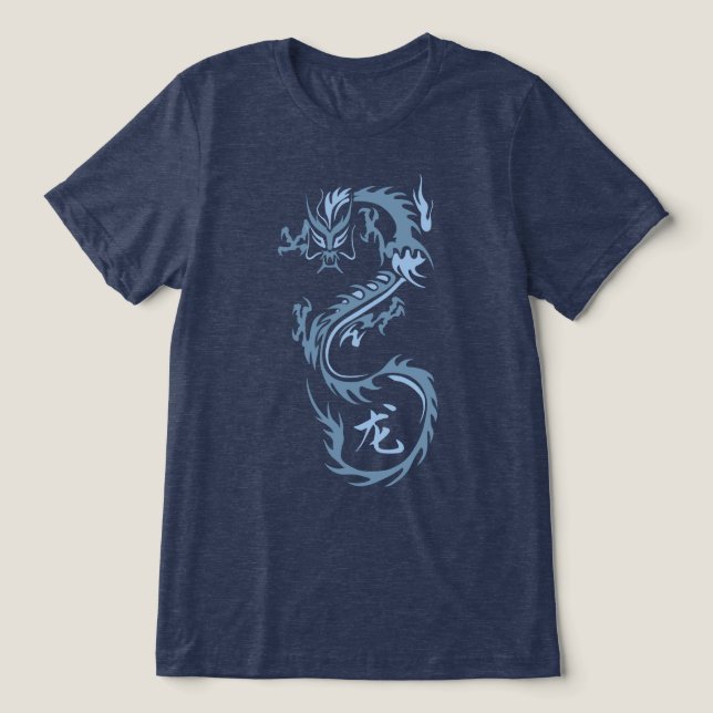 Moderner chinesischer Drache Tri-Blend Shirt (Design Vorderseite)