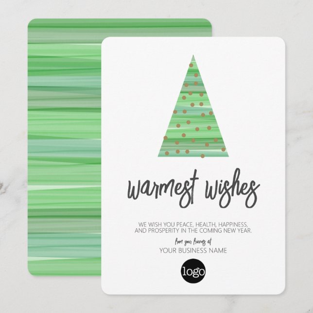 Moderner Christbaum - Aquarellschrift Business Feiertagskarte (Vorne/Hinten)
