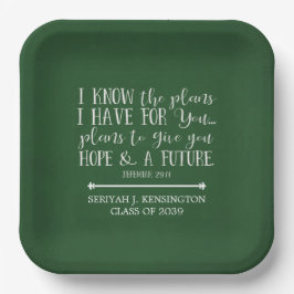 Moderner Christlicher Bibelverse Grüner Abschluss Pappteller