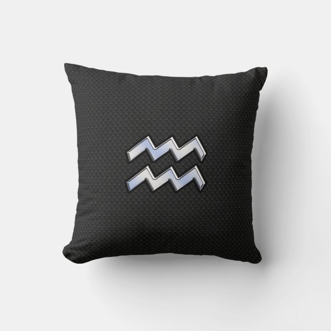 Moderner Chrome wie Aquarius Zodiac Sign auf Schla Kissen (Vorderseite)
