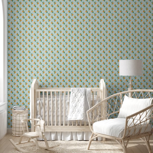 Moderner Citrus Orange Muster Pegel Stiel Tapete (Kinder)