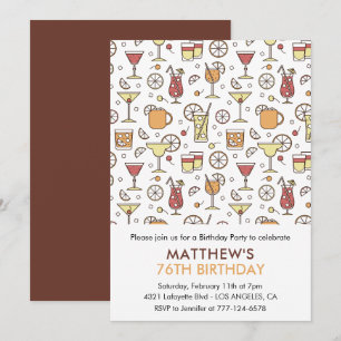 Moderner Cocktail Champagne 76. Geburtstag Einladung