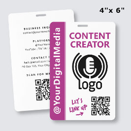 Moderner Content Creator Networking ID Pink Pass Ausweis