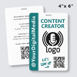 Moderner Content-Creator-Netzwerk-ID-Teal-Pass Ausweis
