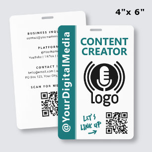 Moderner Content-Creator-Netzwerk-ID-Teal-Pass Ausweis
