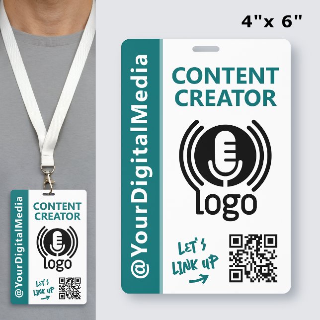 Moderner Content-Creator-Netzwerk-ID-Teal-Pass Ausweis (Von Creator hochgeladen)