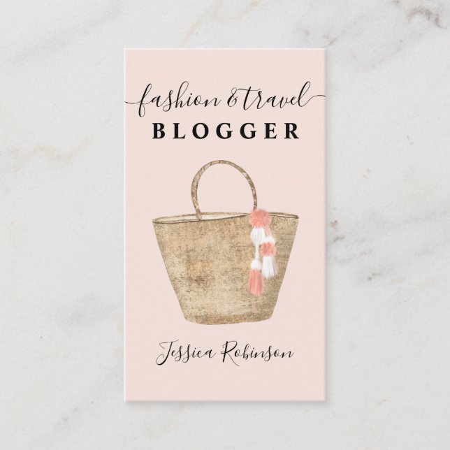 Moderner cooler Girl-Tasche-Script-Blogger pink Visitenkarte (Vorderseite)