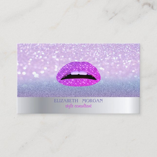 Moderner Cooler Glitzer Bokeh Ombre Lips Visitenkarte (Vorderseite)