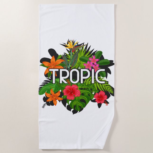 Moderner cooler Hibiskus tropischer Grün Sommer Strandtuch (Vorderseite)