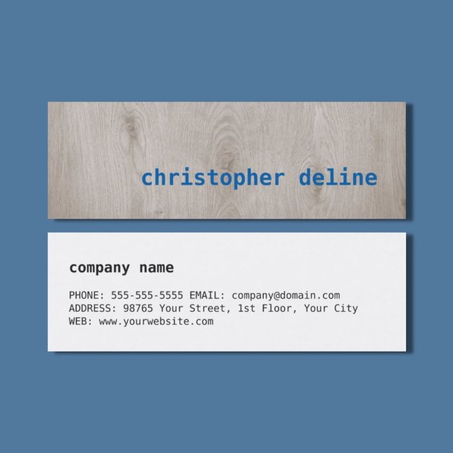 Moderner Cooler Holzblauer Berater Mini Visitenkarte (Von Creator hochgeladen)