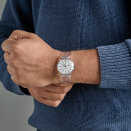 Moderner, Cooler Monogram Clear Silicone Strap Armbanduhr