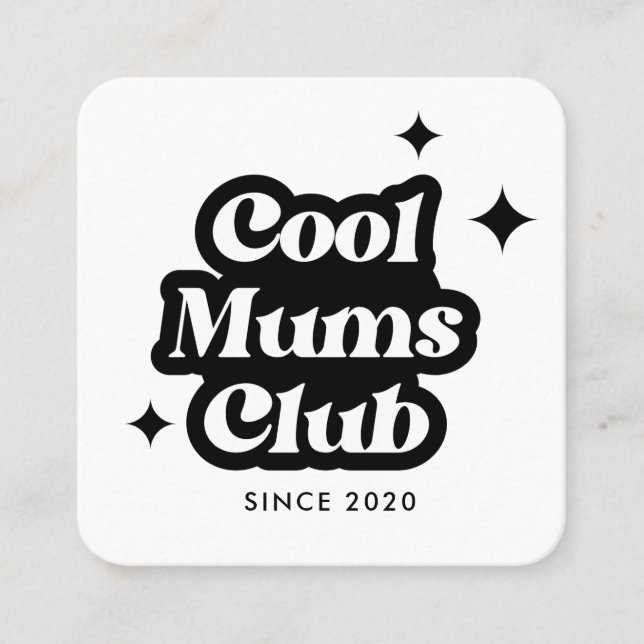 Moderner Cooler Zimmerclub Retro Vintag Groovy Quadratische Visitenkarte (Vorderseite)