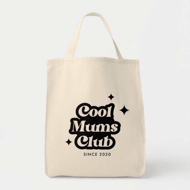 Moderner Cooler Zimmerclub Retro Vintag Groovy Tragetasche (Vorne)