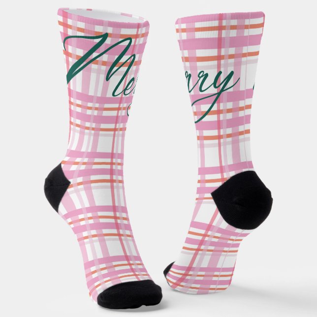 Moderner Cotten Candy Weihnachten Karierter Urlaub Socken (Gewinkelt)