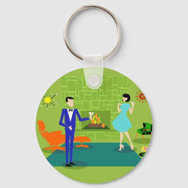 Moderner Couple Button-Schlüsselanhänger des Mitte Schlüsselanhänger (Vorderseite)