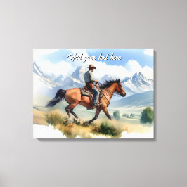 Moderner Cowboy reiten auf einem Bay Horse Leinwanddruck