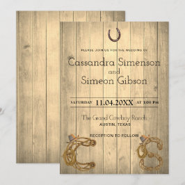 Moderner Cowboy ,Wood Rustic Wedding Day Einladung