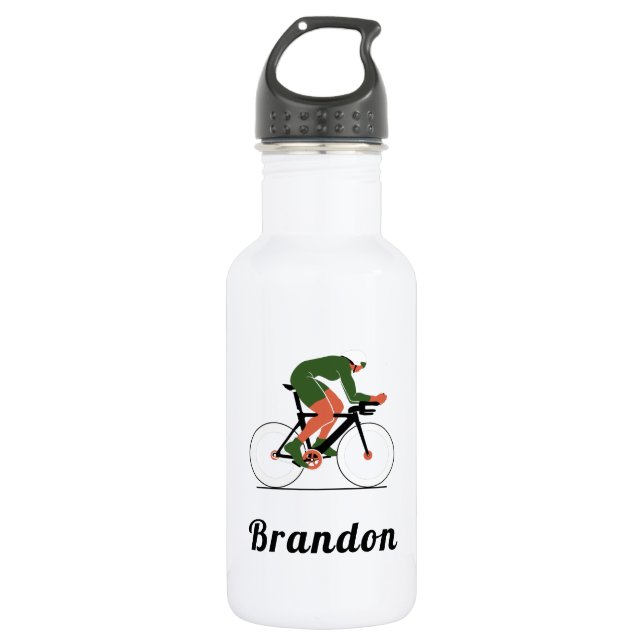 Moderner Cycling Illustration Cyclist Individuelle Edelstahlflasche (Vorderseite)