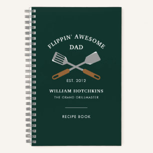 Moderner Dad BBQ Vater Personalisiertes Rezept Notizbuch