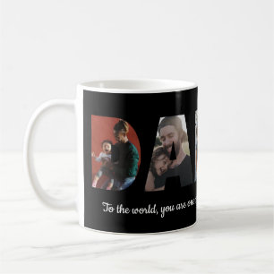 Moderner Daddy 5 Foto Collage Vatertag Schwarz Kaffeetasse
