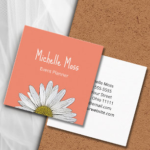 Moderner Daisy Boho Orange Eventplaner Quadratische Visitenkarte