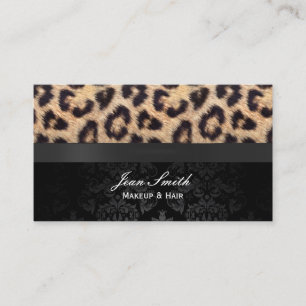 Moderner Damast-u. Leopard-Druck-Maskenbildner Visitenkarte