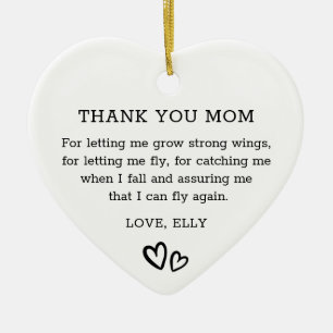 Moderner Dank an Mama Schwarz-Weiß-Herz Keramik Ornament