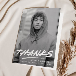 Moderner Dashed Foto Abschluss Dankeskarte