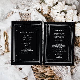 Moderner Deko   Elegant Onyx Black and White Weddi Programm