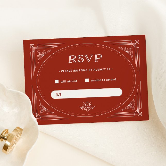 Moderner Deko | Elegante Rote Hochzeit RSVP Karte (An elegant red rsvp card for your Christmas holiday wedding)