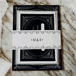 Moderner Deko | Elegante Schwarz-Weiß-Hochzeit Einladungsbanderole
