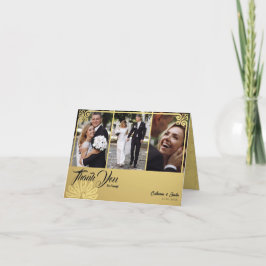 Moderner Deko Gold Pfau 3 Foto eingewickelt Dankeskarte