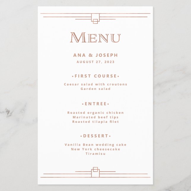 Moderner Deko | Imitate Rose Gold auf White Weddin Flyer (Vorne)