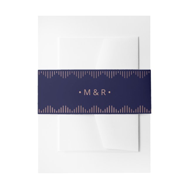 Moderner Deko | Imitate Rose Gold und Navy Blue We Einladungsbanderole (Vorderseite Beispiel)