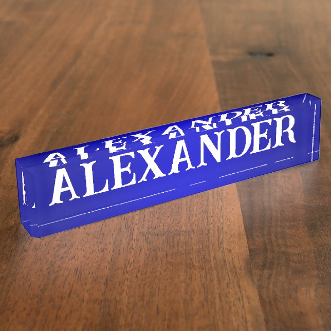 Moderner Dekorationsname Blaue Farbe Namensplakette (Seite)