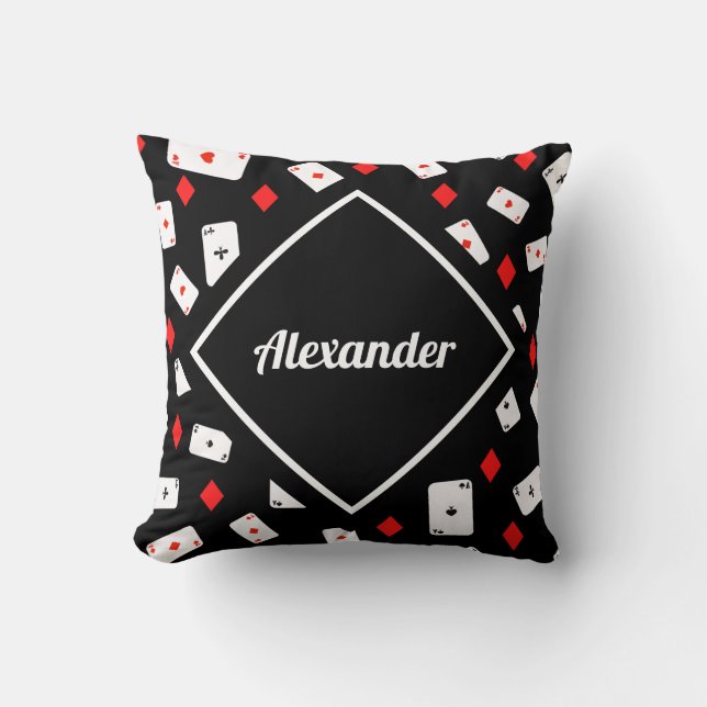 Moderner Design-Individuelle Name für Red & Black  Kissen (Vorderseite)