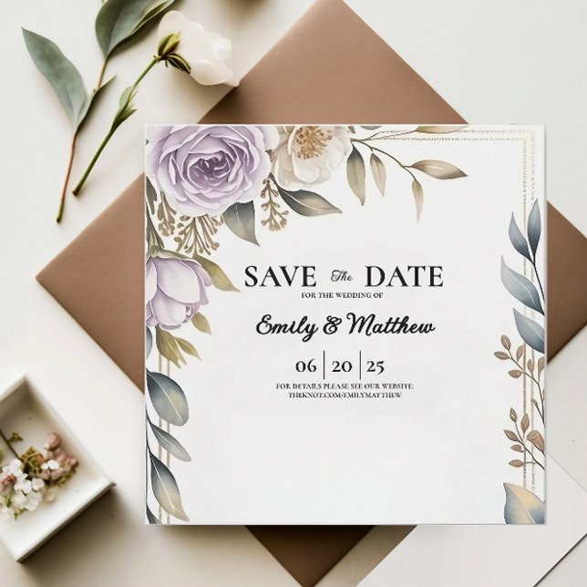 Moderner Designer für Lila Rose Save the Date (Von Creator hochgeladen)