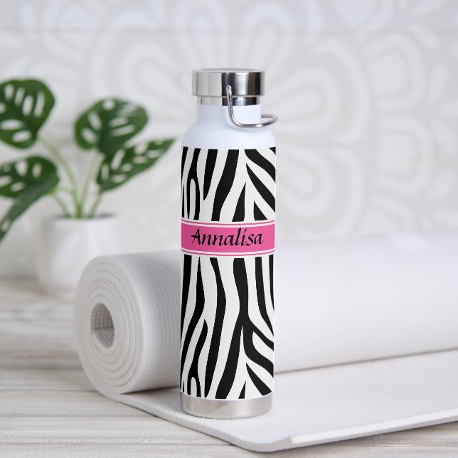 Moderner Designer personalisierter Zebrastreifen D Trinkflasche (Yoga)